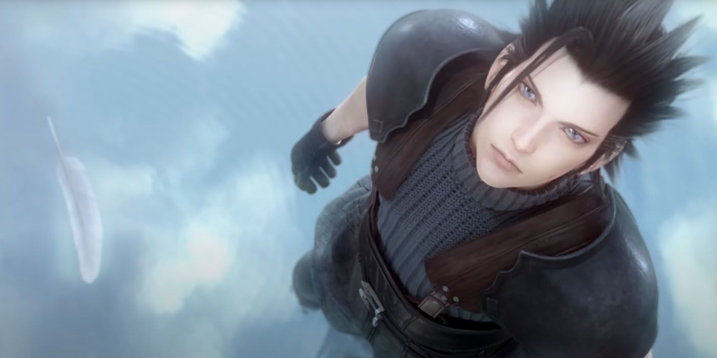 Zack Fair Looking up amidst watery background Crisis Core Reunion Final Fantasy 7