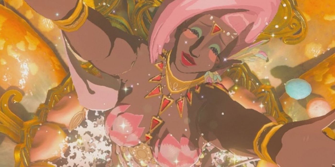 Kayasa, one of Breath of the Wild's Great Fairies, emerging from her flower.