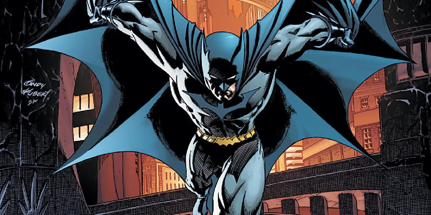 Batman deslizando pelo ar em quadrinhos