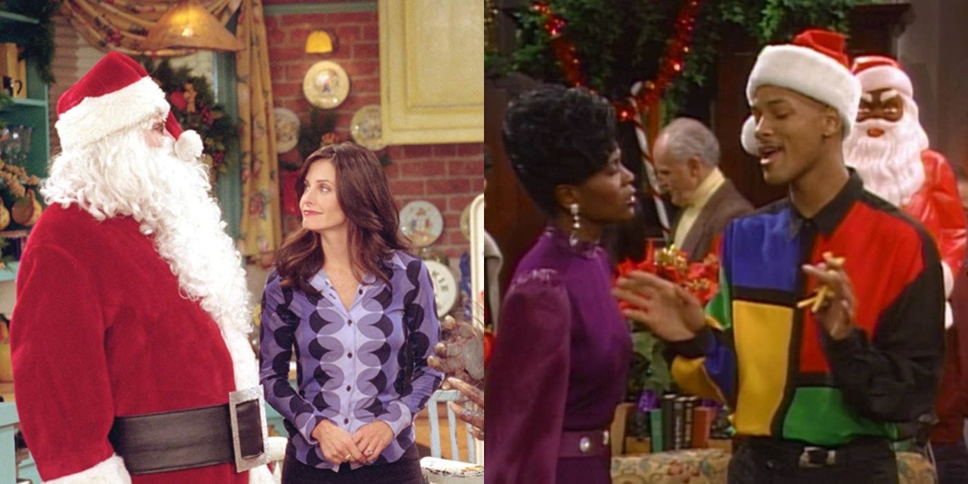 Split image of Christmas episodes of Friends and The Fresh Prince Of Bel-Air