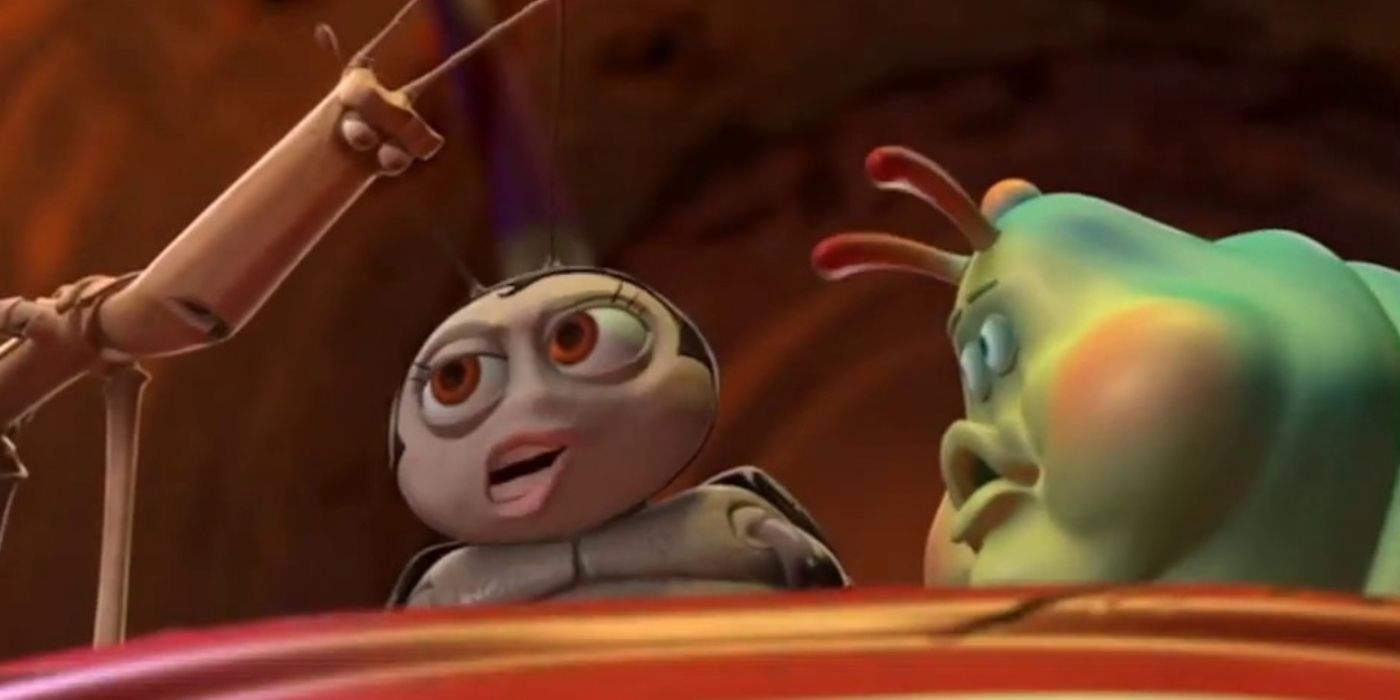 Slim the Stick Bug, Francis e Heimlich conversando em A Bug's Life