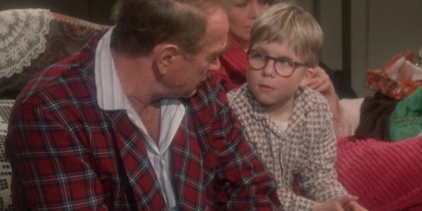 Ralphie and his dad in A Christmas Story