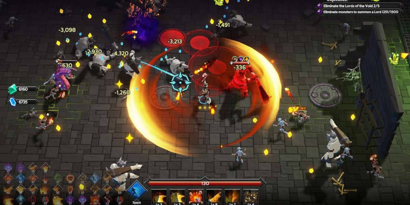Soulstone Survivors Barbarian Class Gameplay with Brutal Strikes Passive Ability On Horde of Enemies Player Perspective Screenshot