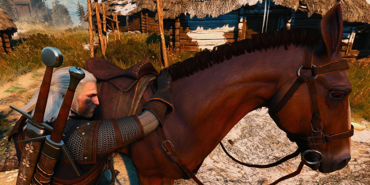 Geralt taquine Roach dans la mise à jour Next Gen de The Witcher 3.