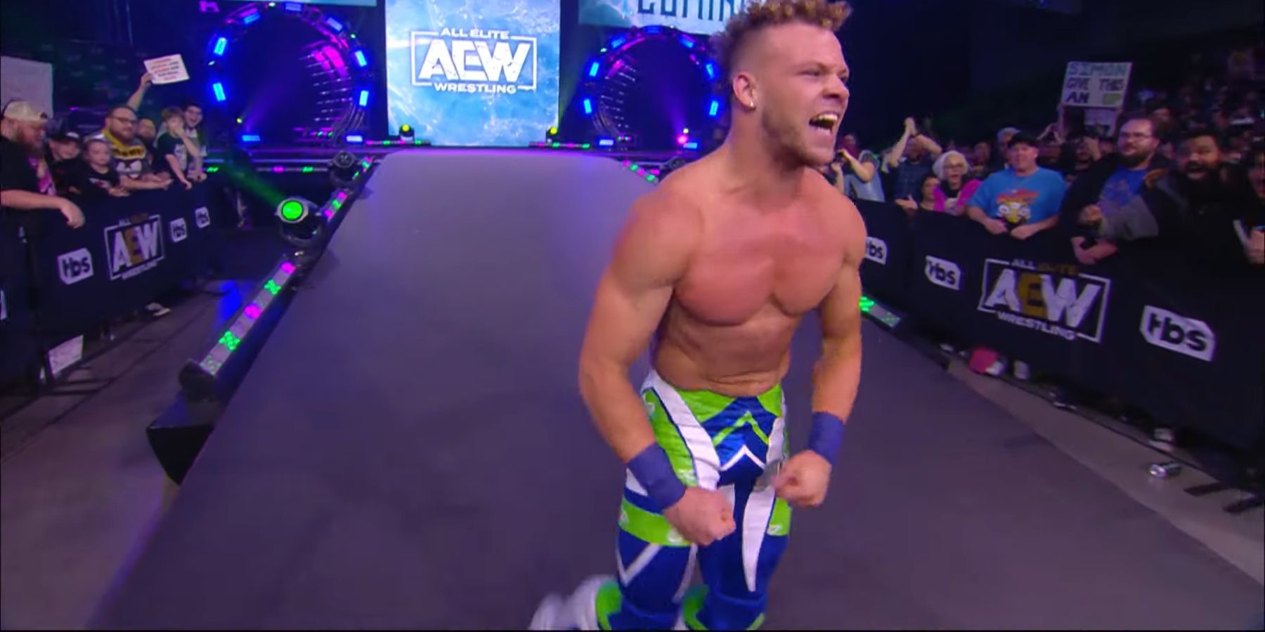 Action Andretti celebrates his shocking victory over Chris Jericho on AEW Dynamite.