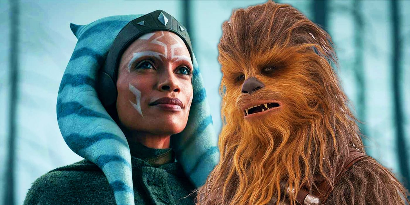 Live-action Ahsoka and Chewbacca from Star Wars