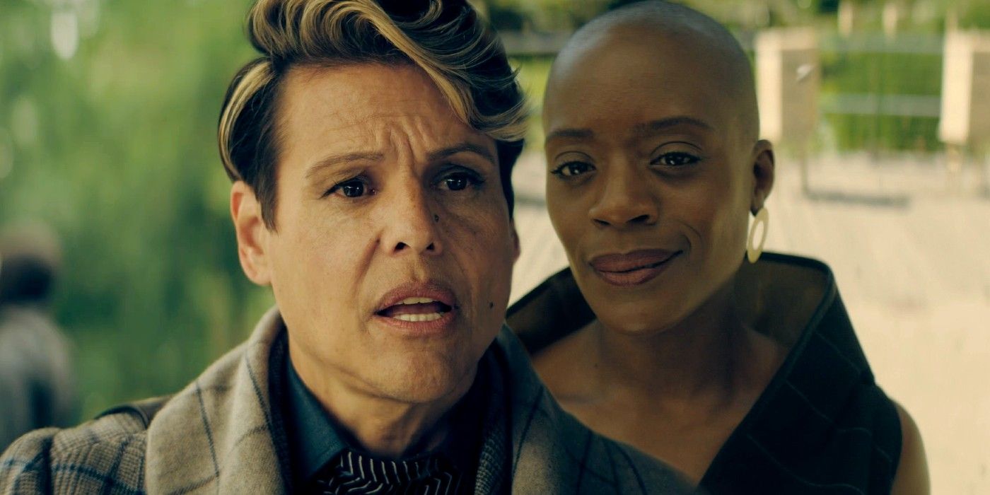 Alexandra Billings as Lowbeer and TNia Miller as Cherise in The Peripheral