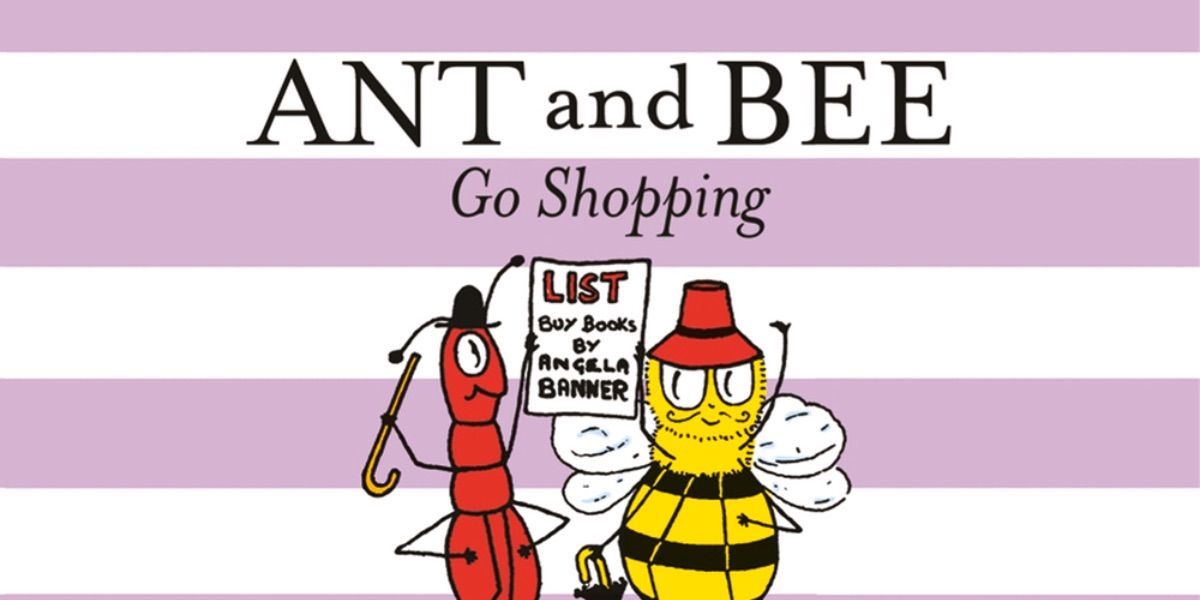 Ant e Bee olham para sua lista de compras na capa de Ant and Bee Go Shopping