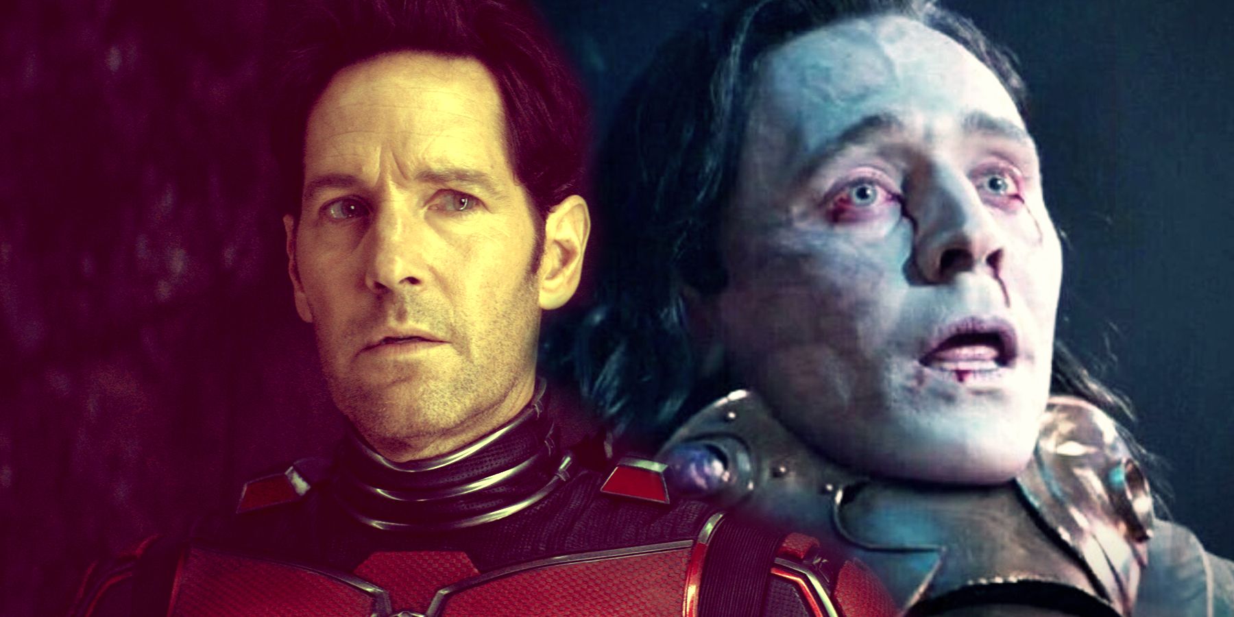 Scott Lang carefully looks at an unseen threat; Loki chokes to death in Infinity War