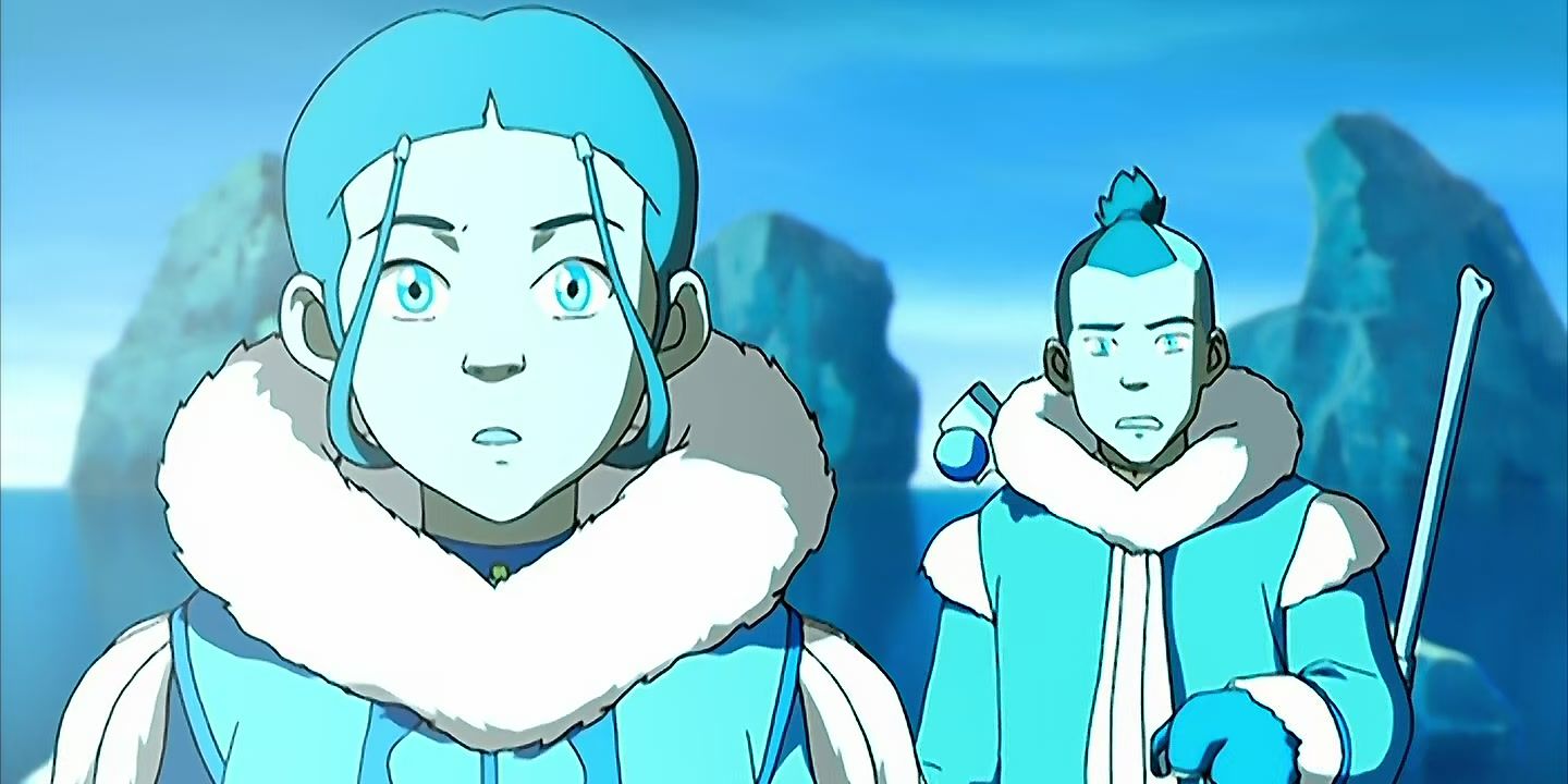 Katara et Sokka d'Avatar The Last Airbender découvrent Aang dans la glace