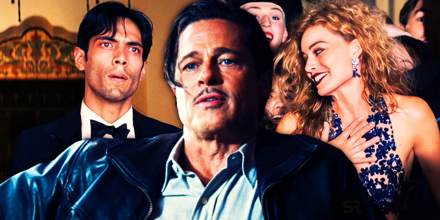 Diego Calva, Brad Pitt and Margot Robbie in Babylon