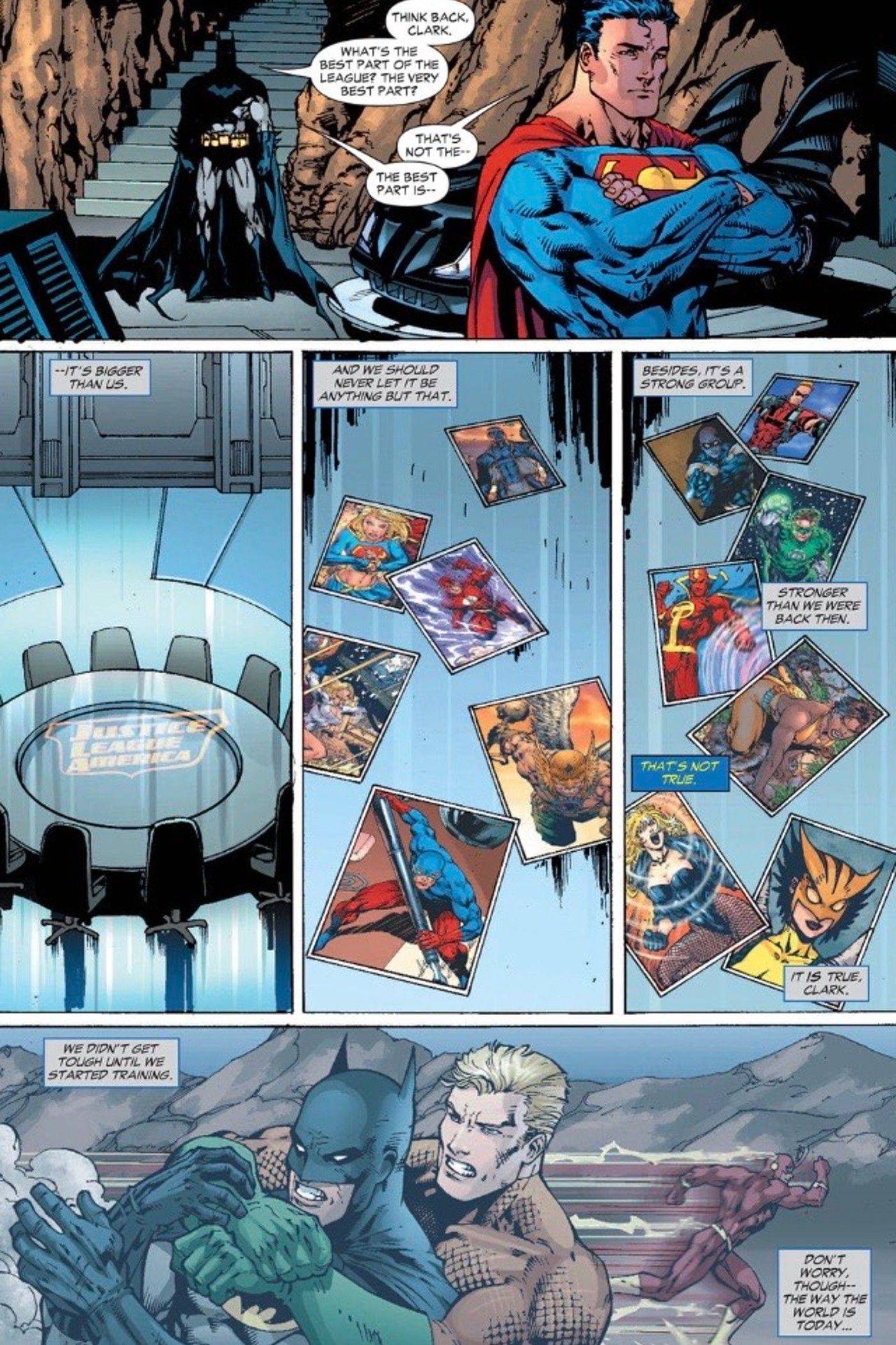 Batman et Superman discutent de la Justice League