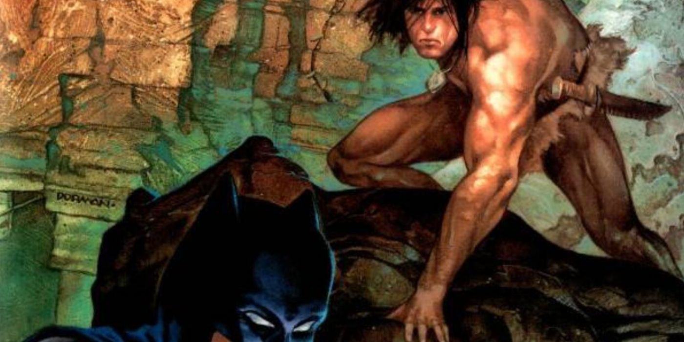 Batman with Tarzan in the comic book miniseries.