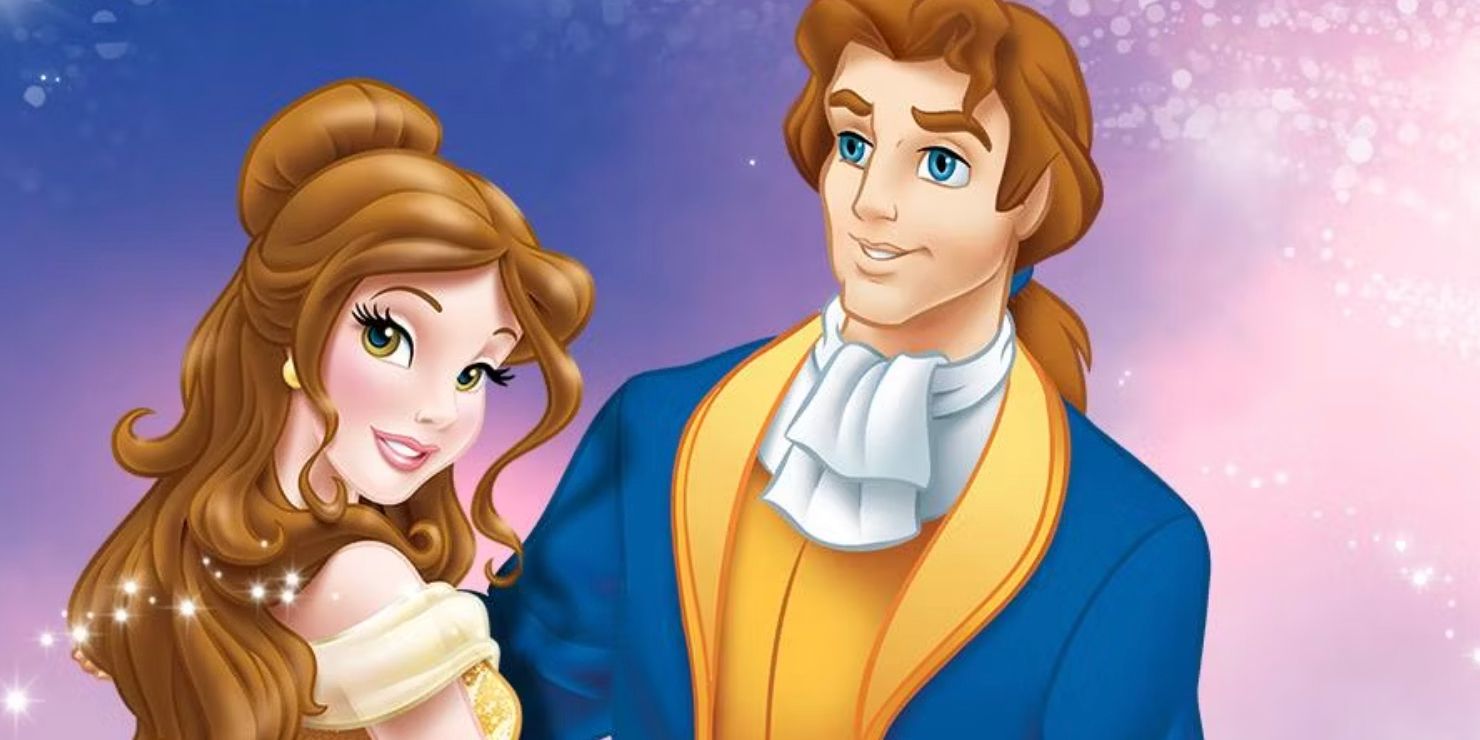 Belle e il Principe nell'artwork del cartone animato Disney La Bella e la Bestia