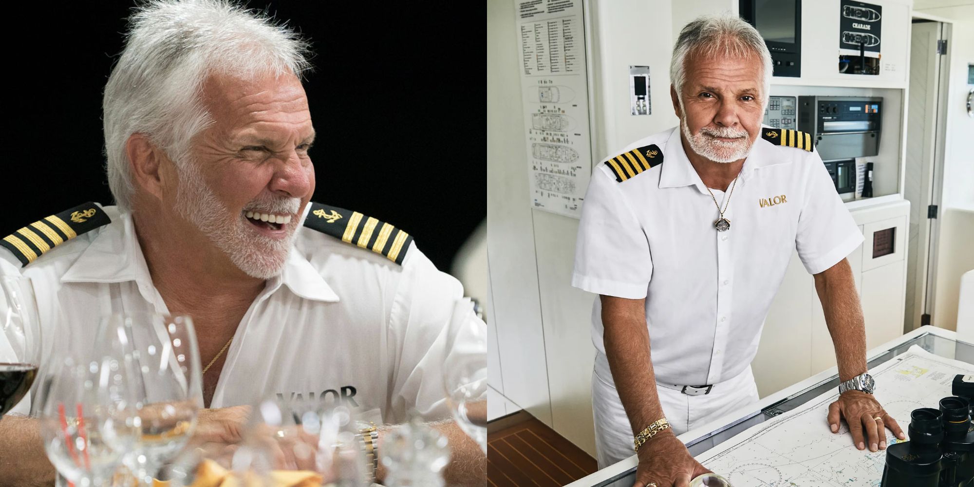Two images of Captain Lee in Below Deck