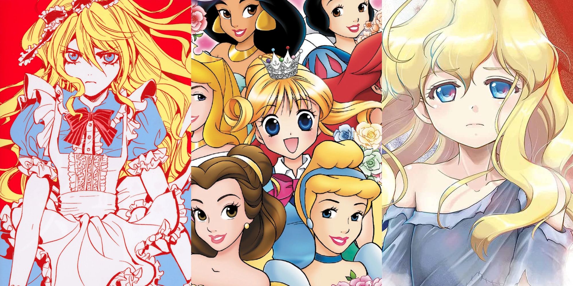 Images from Alice in Murderland, Disney Kilala Princess, and the Les Mis Manga
