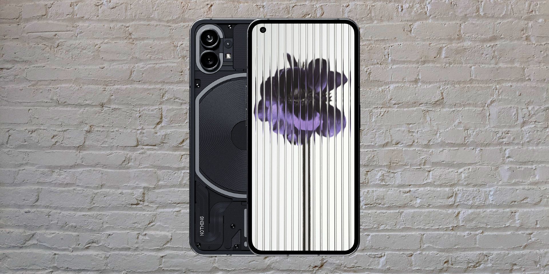 Black Nothing Phone 1 on custom brick background