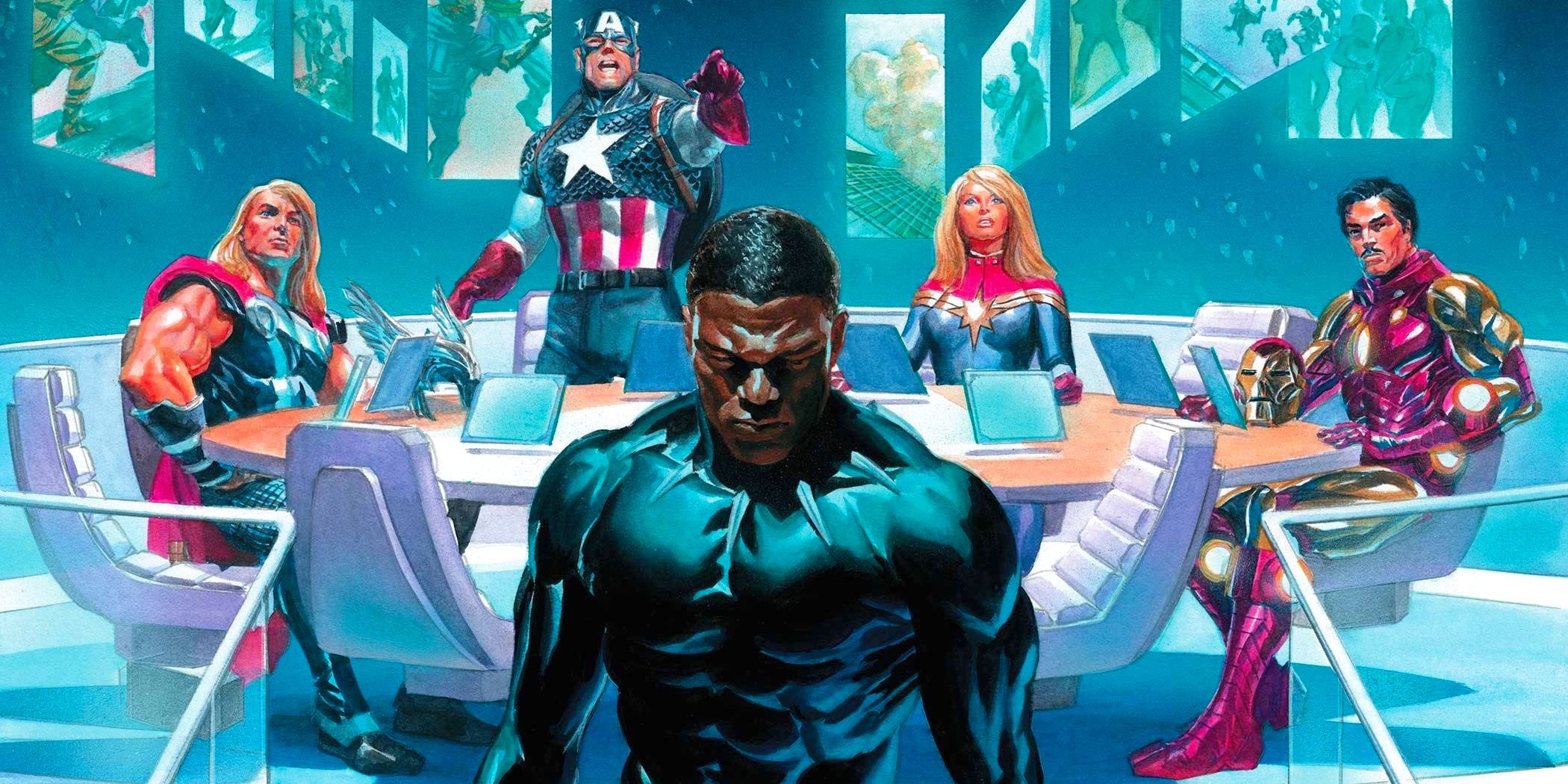 Black Panther expulsé des Avengers dans la couverture de Marvel Comics