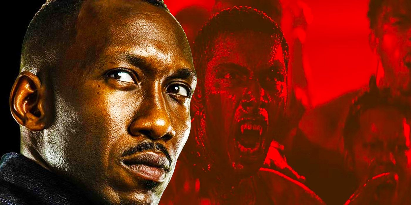 Mahershala Ali's Blade collaged with vampires.