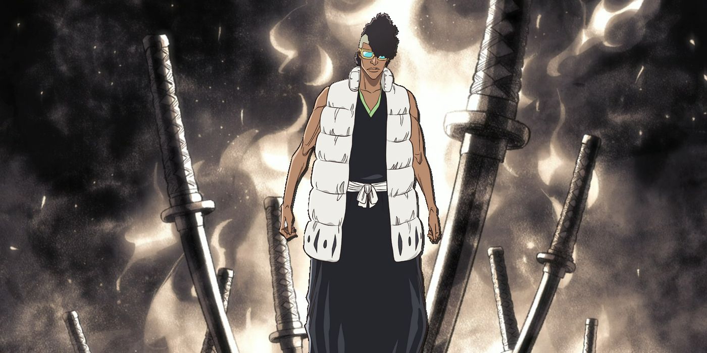 Bleach: Zanpakuto's creator Oetsu Nimaiya standing before a field of zanpakuto.