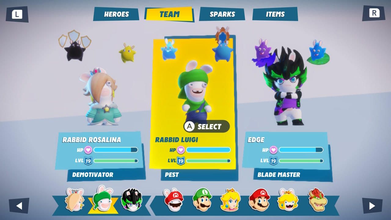 Mario + Rabbids Sparks of Hope Rabbid Rosalina Rabbid Luigi Edge Team Comp