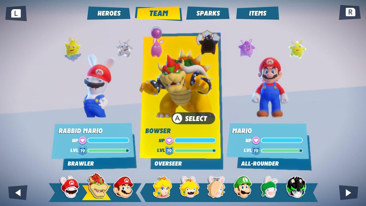 Mario + Rabbids Sparks of Hope Rabbid Mario Bowser Mario Team Comp