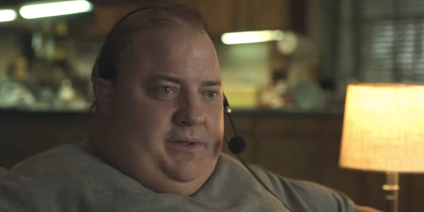 Brendan Fraser in The Whale with headset