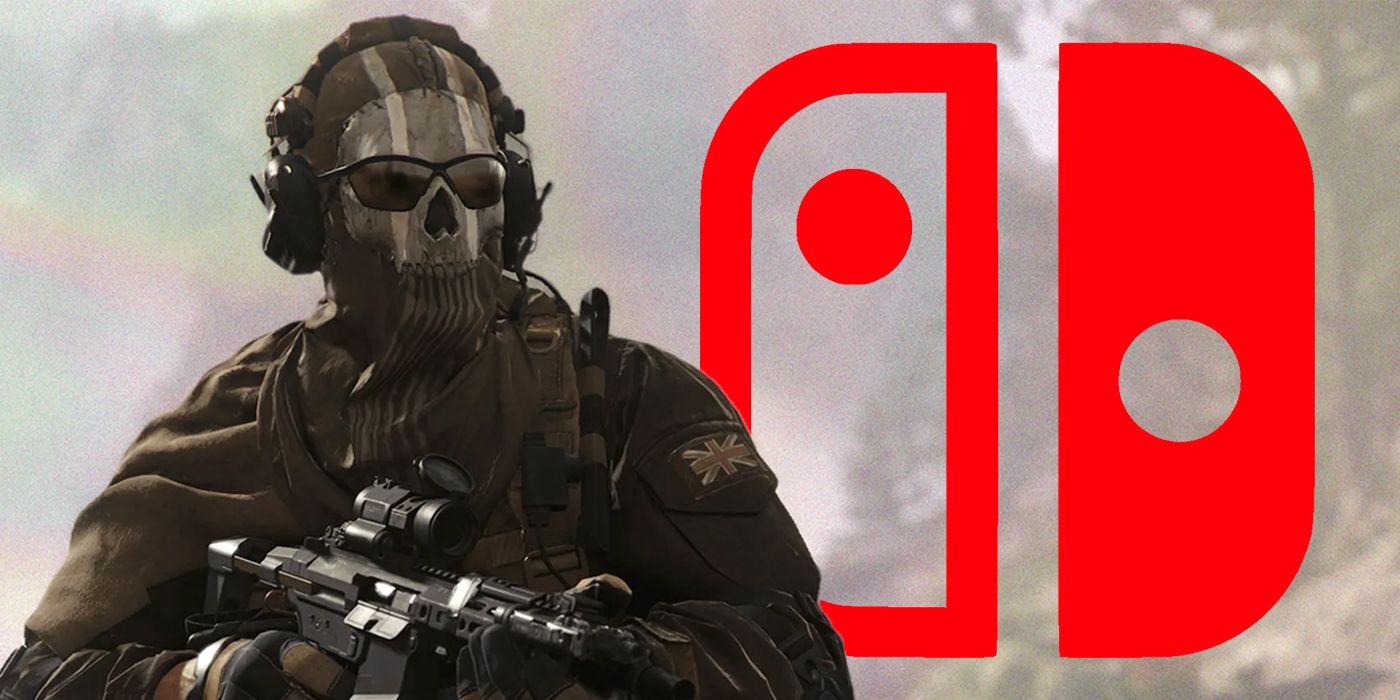 Call Of Duty Modern Warfare 2's Ghost next to the Nintendo Switch logo.