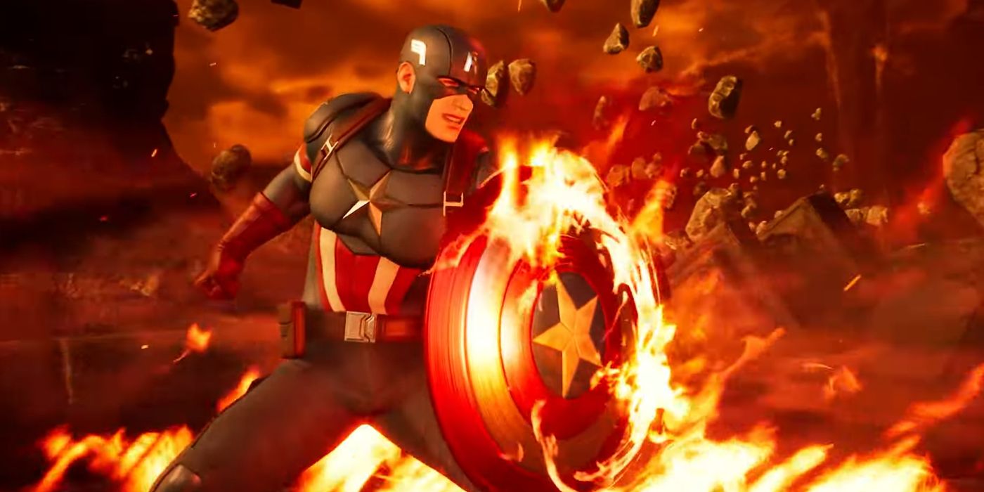 Capitão América Lançando Carga de Escudo em Marvel's Midnight Suns