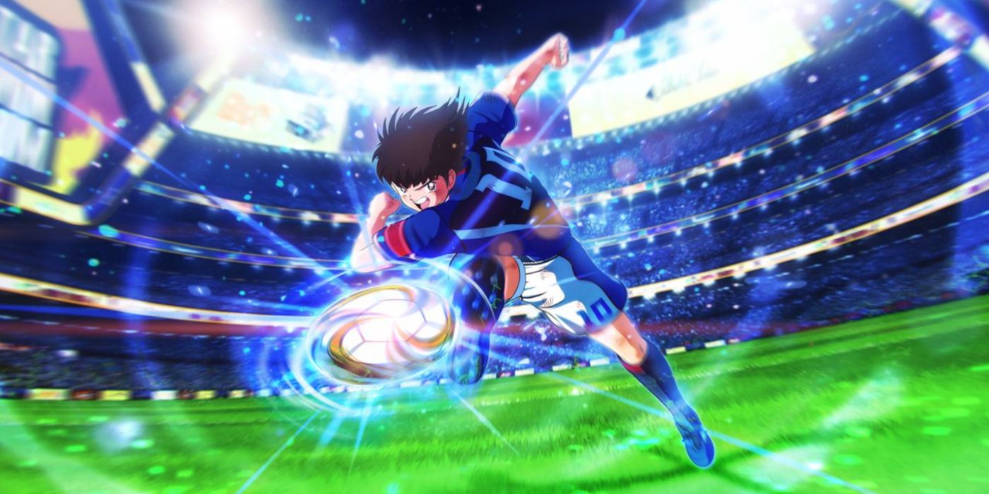 Captain Tsubasa: Rise of New Champions key art featuring the titular character shooting the ball.
