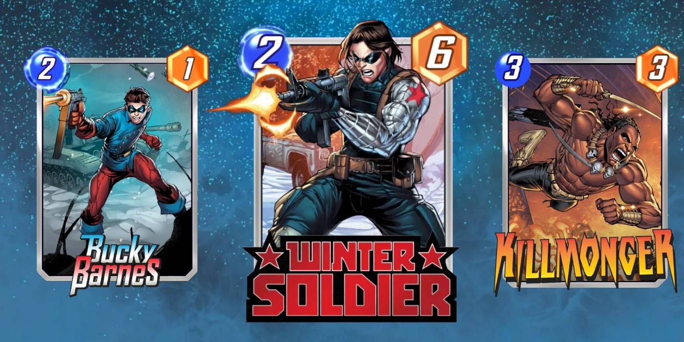 Cartas Marvel Snap Winter Soldier, Bucky Barnes e Killmonger para decks de destruição no Pool 2