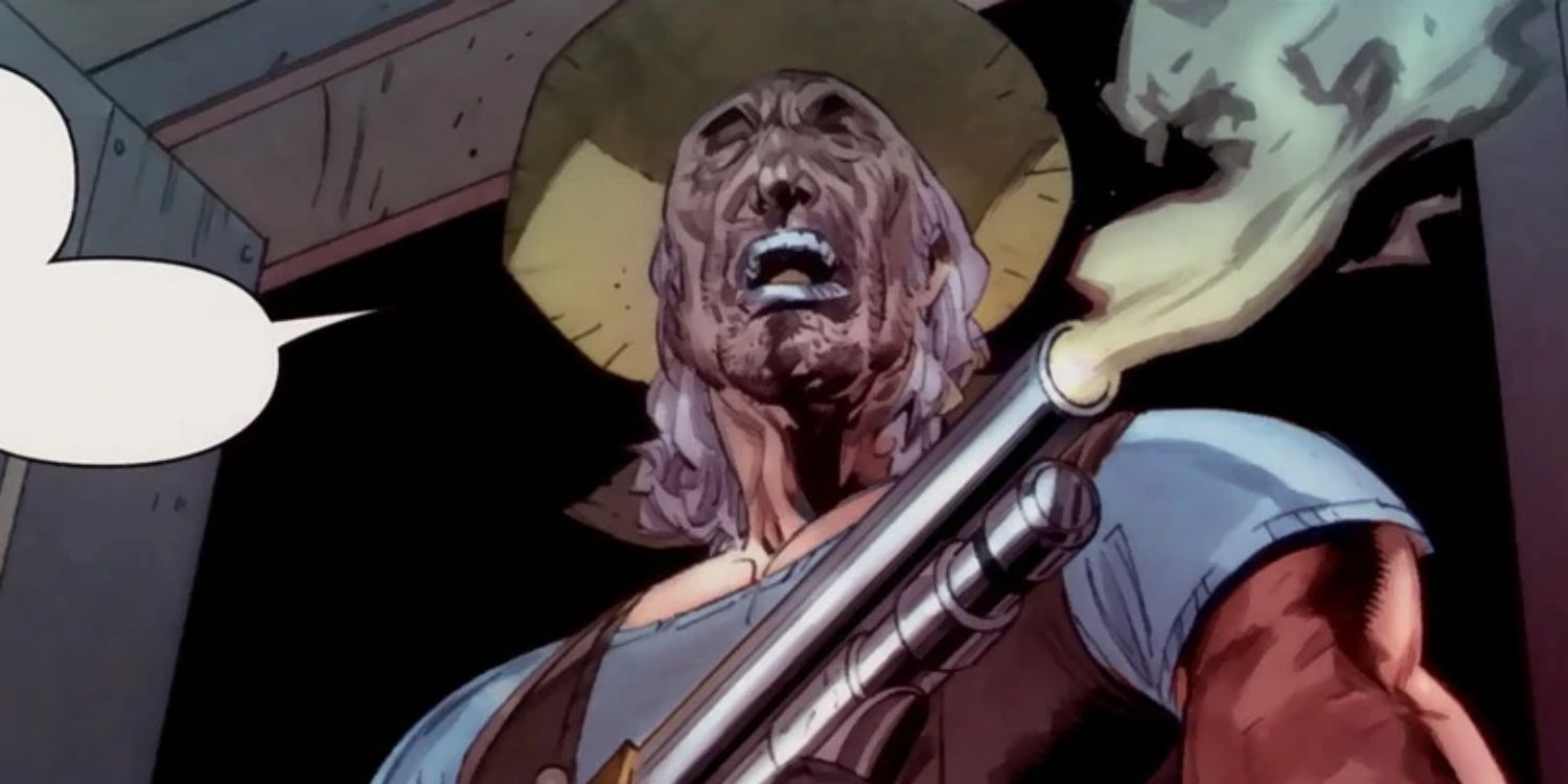 Caretaker from Marvel Comics holding a gun