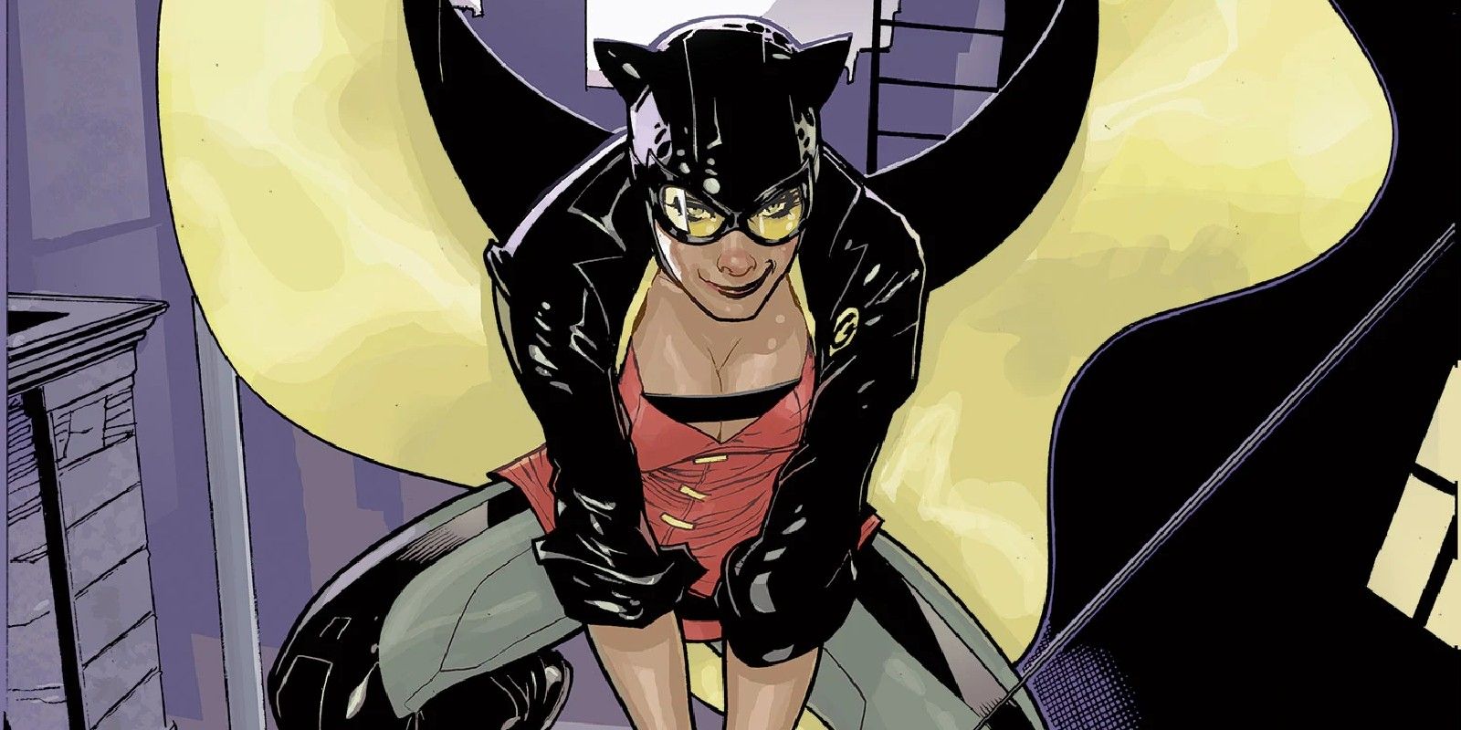 Catwoman in de kleuren van Robin