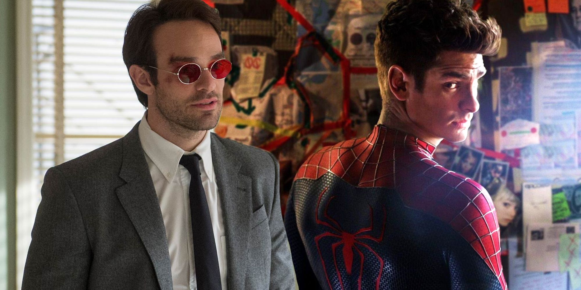 Charlie Cox as Daredevil and Andrew Garfield as Spider-Man