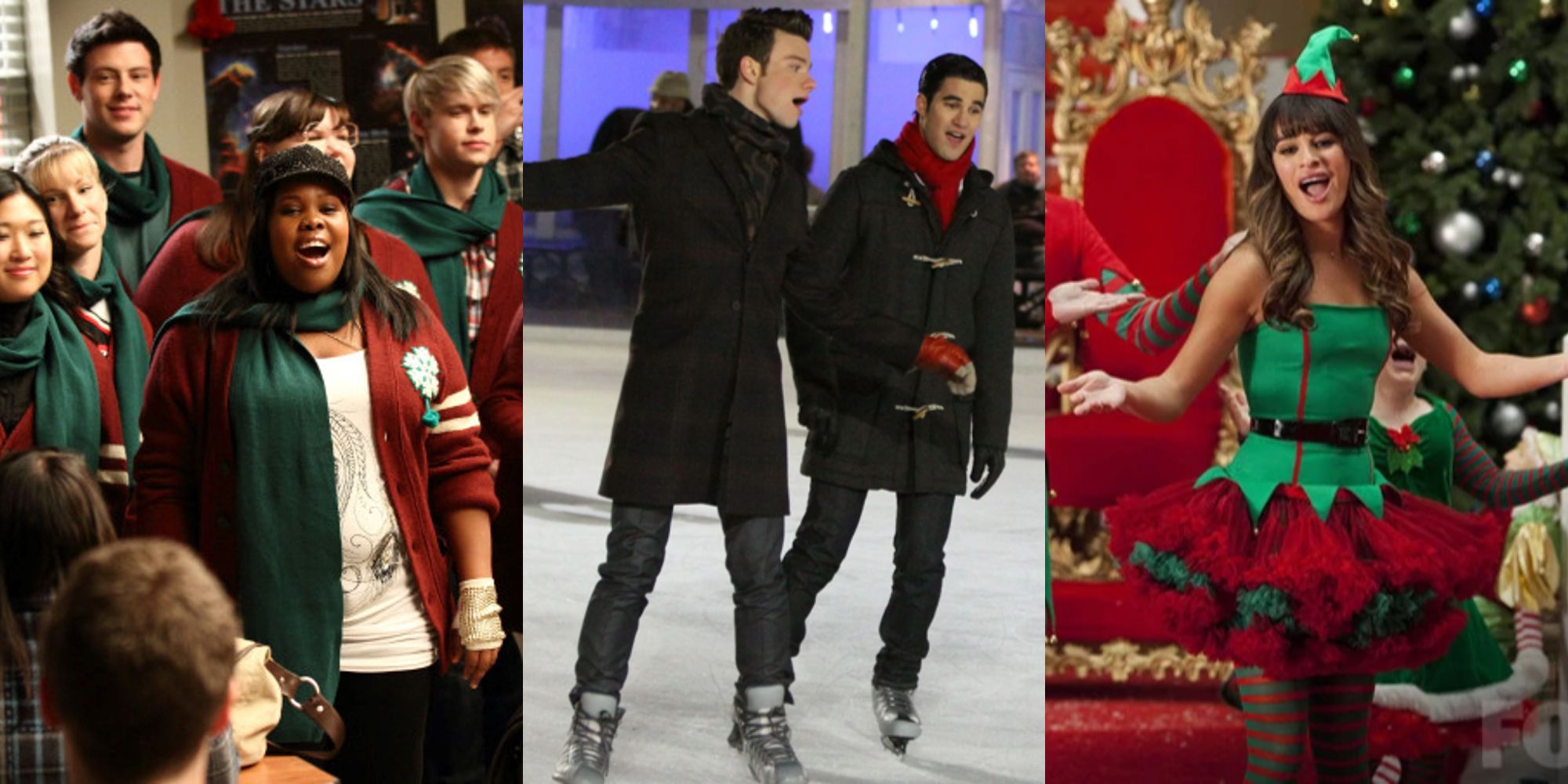 The cast singing Christmas songs in Glee