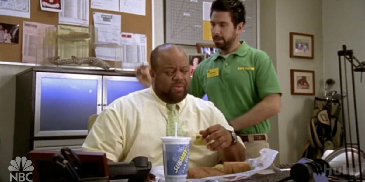 A character eats a Subway sandwich in Chuck 