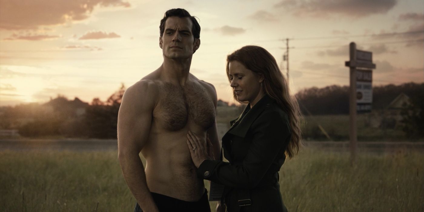 Henry Cavill as Clark Kent and Amy Adams as Lois Lane standing next to each other in a form in Zack Snyder's Justice League