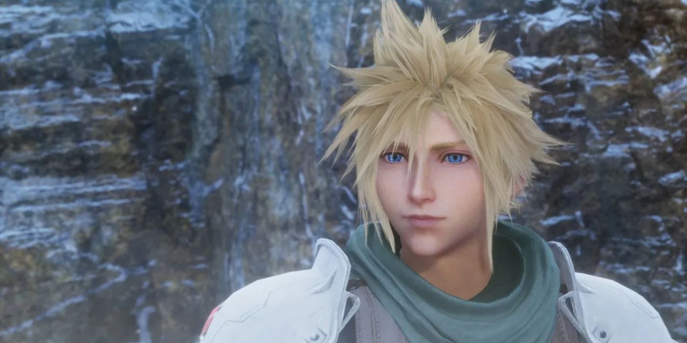 Cloud sorrindo em Crisis Core: Final Fantasy VII Reunion.