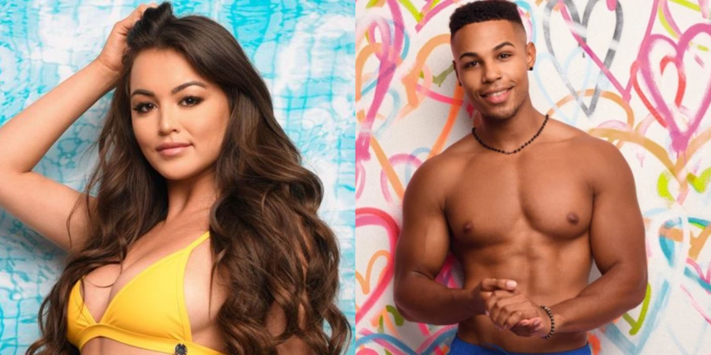 Imagem dividida Stephanie e Josh Love Island, temporada 4