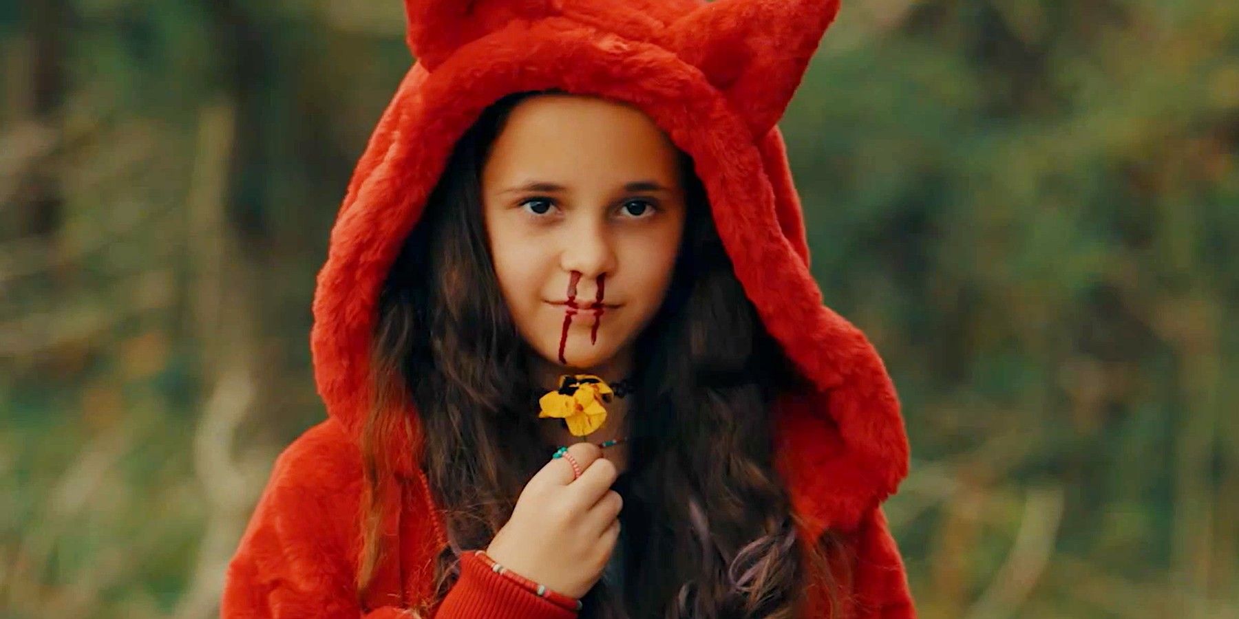 Creepy child with a bloody nose in the There's Something Wrong With the Children trailer
