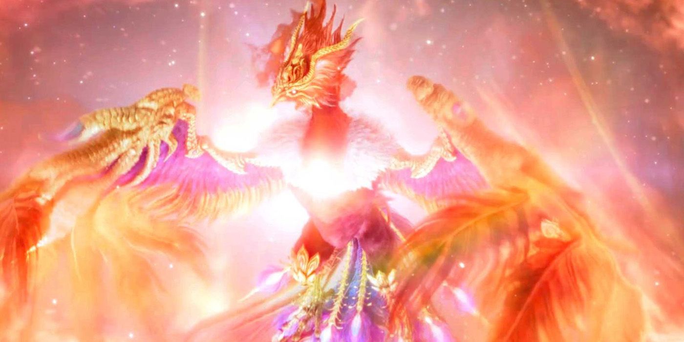 Phoenix is preparing to cast Rebirth Flame in Crisis Core FF7 Reunion.