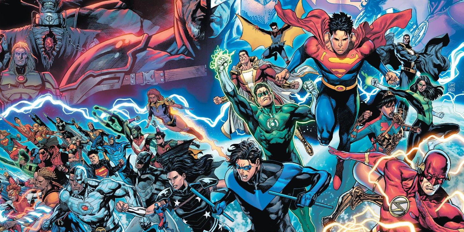 Crowd Shot of DC Comics Superheroes from Dark Crisis