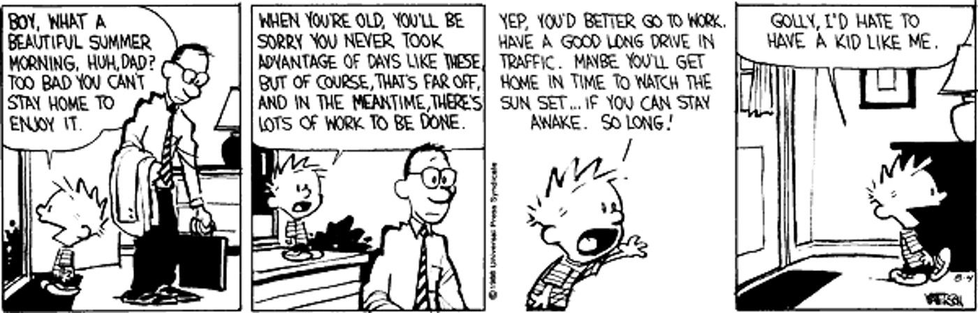 Dad goes to work in Calvin and Hobbes Comic