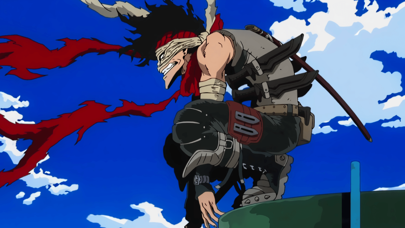 Stain perched on a water tower in My Hero Academia