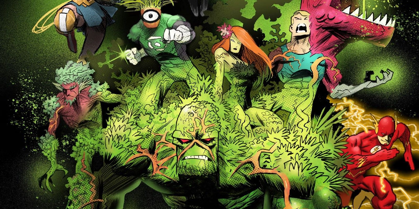 Couverture DC Legion of Bloom avec Swamp Thing Poison Ivy et plus