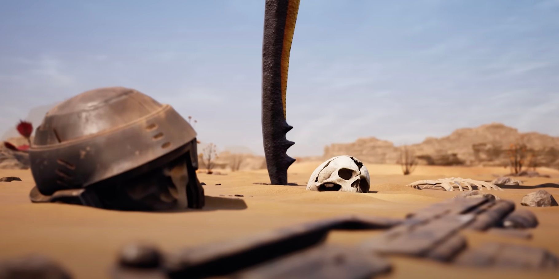 dead trooper next to arachnid alien in desert in starship troopers extermination