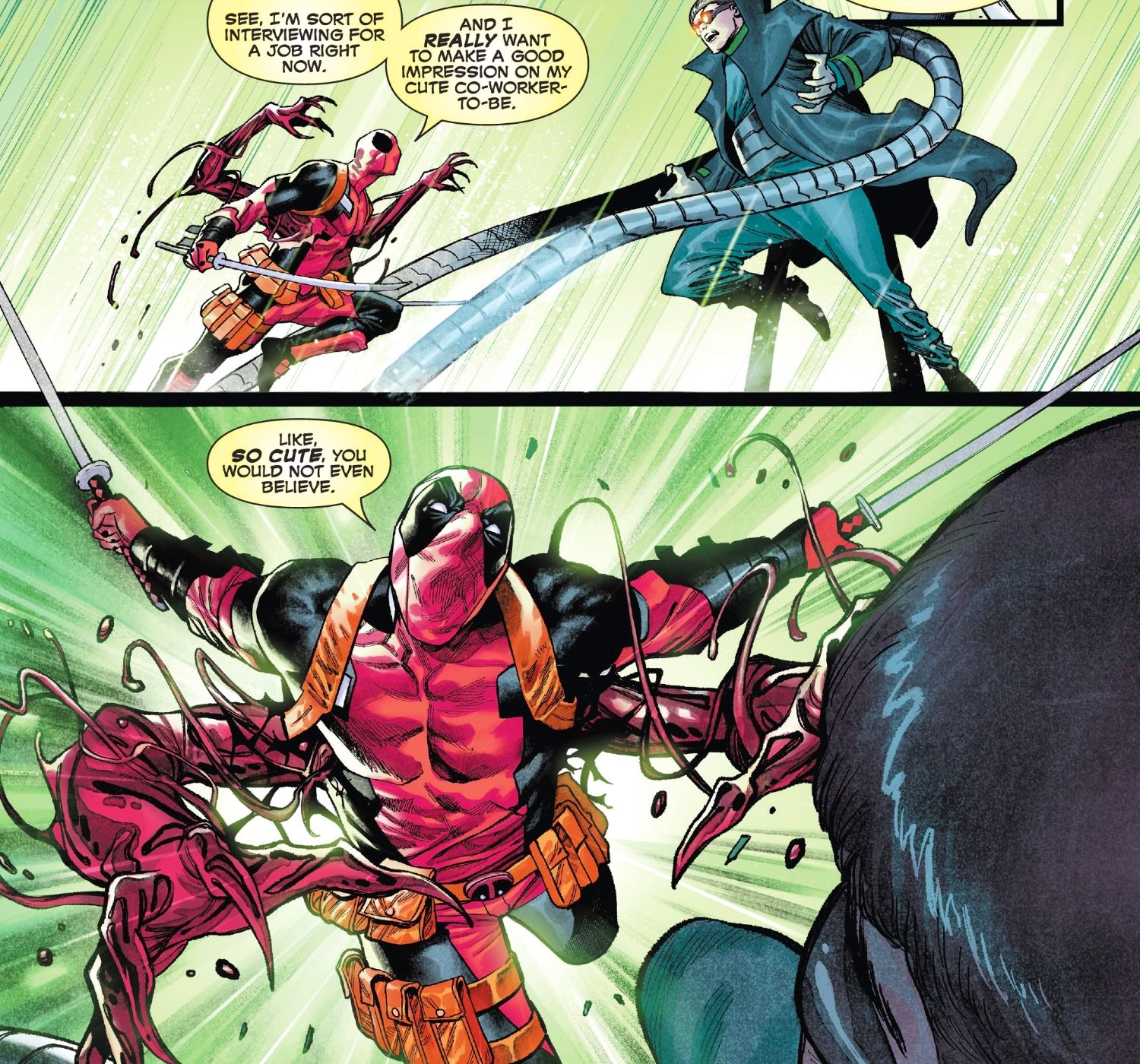 Deadpool versus Doc Ock in Marvel Comics