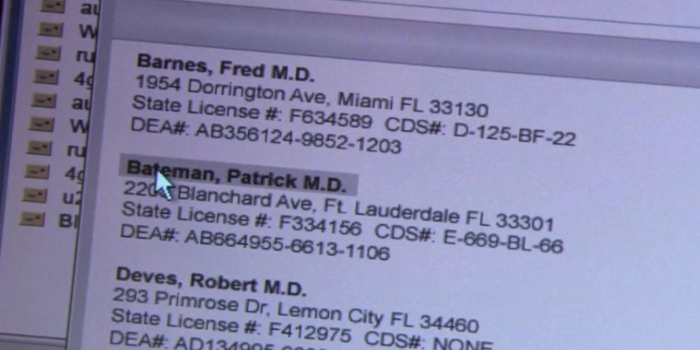 Dexter season 1 Alias ​​alias Patrick Bateman MD