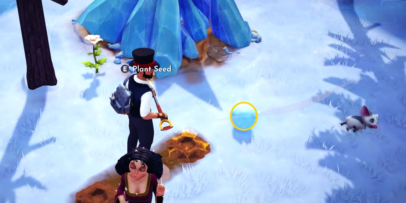 Digging up a Snowball in Disney Dreamlight Valley