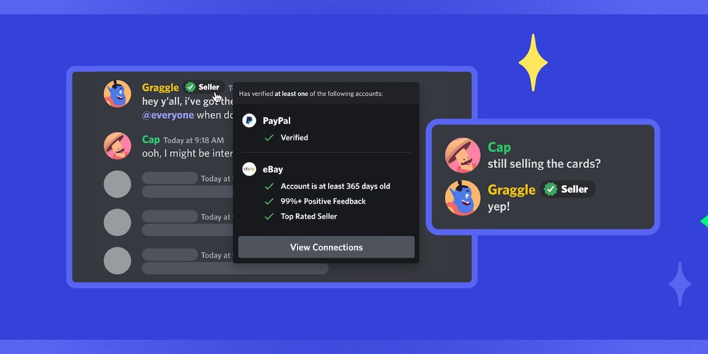 A screenshot of Discord Linked Roles on a blue background